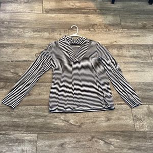 Talbots long sleeve striped v neck top shirt blouse size m medium